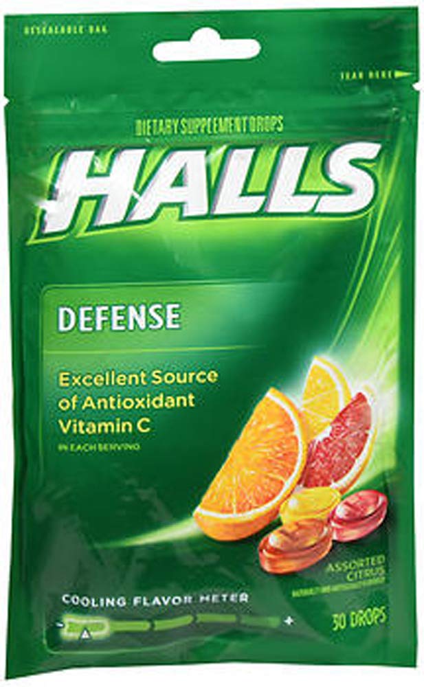 Halls Defense Vitamin C Assorted Citrus Supplement Drops - 30 Drops - dailyvitalstore