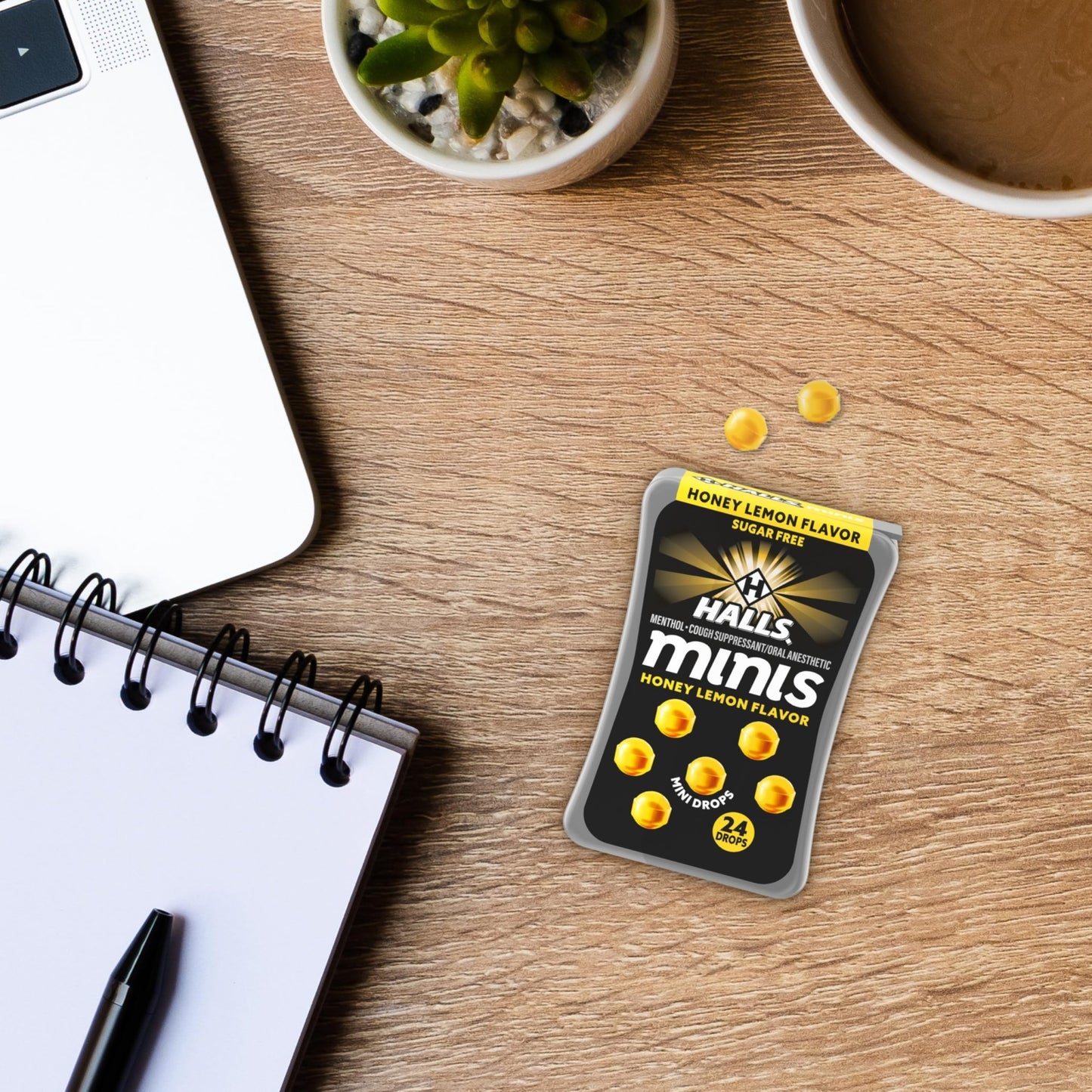 Halls Minis Honey Lemon Flavor Sugar Free Cough Drops, 48 Drops - dailyvitalstore