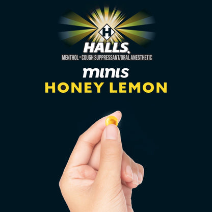 Halls Minis Honey Lemon Flavor Sugar Free Cough Drops, 48 Drops - dailyvitalstore