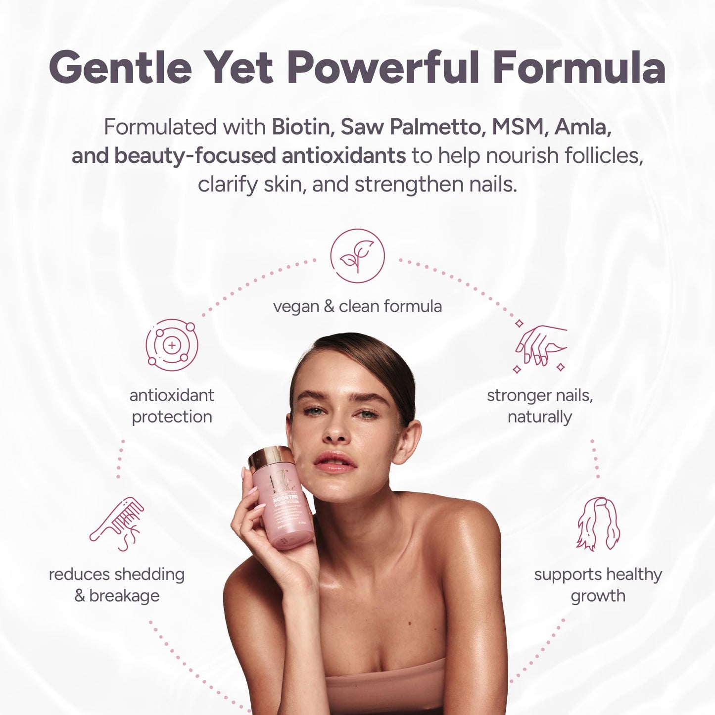 Halo Beauty Hair Skin & Nails Supplement | Thicker Hair Growth, Radiant Skin & Strong Nails Support with Biotin, Saw Palmetto & Phytoceramides | Vegan Capsules | Made in USA | 1-Month Supply - dailyvitalstore