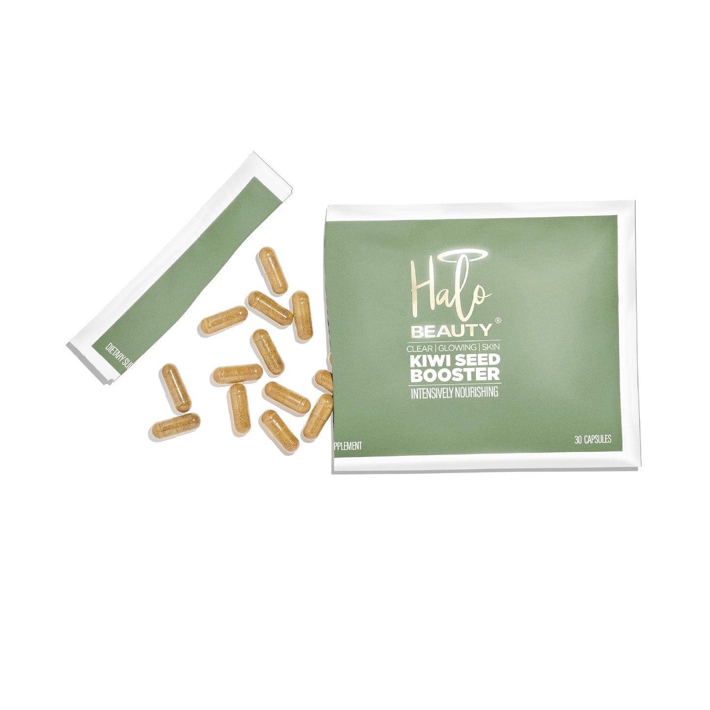 Halo Beauty Kiwi Seed Booster Skin Supplement Refill Pack | Anti-Aging Hydration & Glowing Skin Support with Kiwi Seed, Vitamin C, D3 & Zinc | Vegan Collagen Support Capsules | 1-Month Supply - dailyvitalstore
