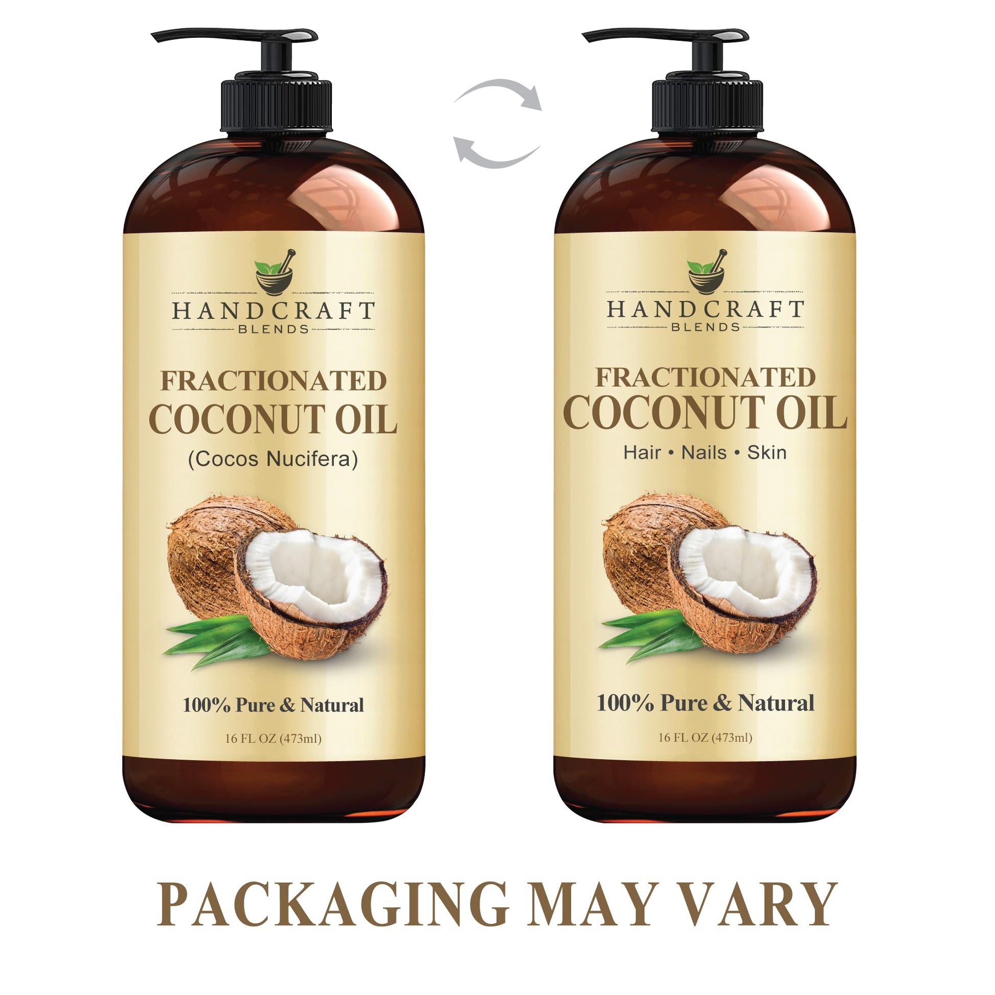 Handcraft Blends Fractionated Coconut Oil - 16 Fl Oz - 100% Pure and Natural - Premium Grade Carrier Oil for Skin, Hair and Body - Massage - Hair Tonic - dailyvitalstore