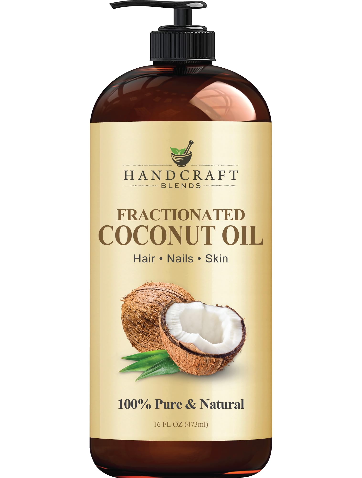 Handcraft Blends Fractionated Coconut Oil - 16 Fl Oz - 100% Pure and Natural - Premium Grade Carrier Oil for Skin, Hair and Body - Massage - Hair Tonic - dailyvitalstore