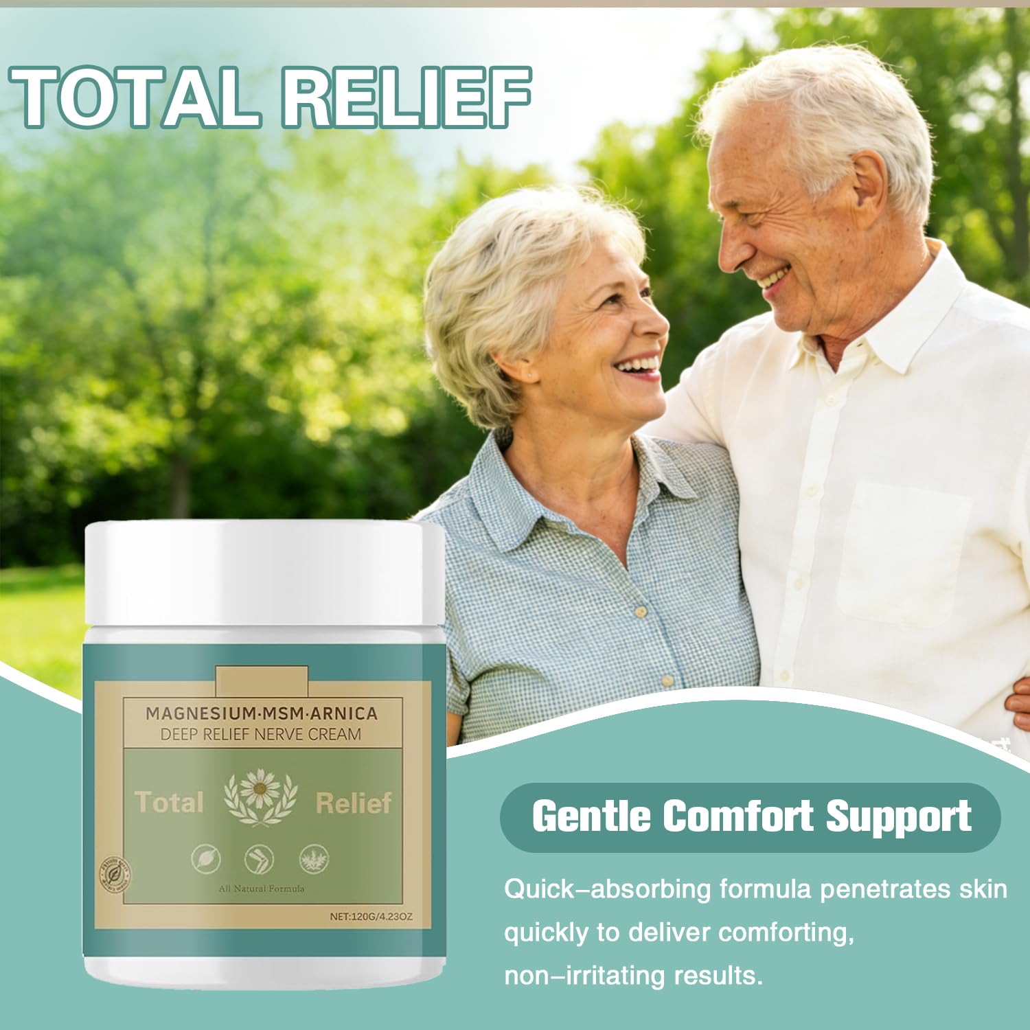 HANGWON Total Relief Magnesium Soothing Cream Advanced nerve Comfort with Arnica, Menthol, MSM,Fast-Absorbing for Relief Joint, Feet, Hands, Legs, Muscles, and Waist, Natural Ingredient -4floz/114g - dailyvitalstore