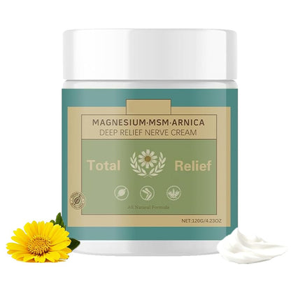 HANGWON Total Relief Magnesium Soothing Cream Advanced nerve Comfort with Arnica, Menthol, MSM,Fast-Absorbing for Relief Joint, Feet, Hands, Legs, Muscles, and Waist, Natural Ingredient -4floz/114g - dailyvitalstore