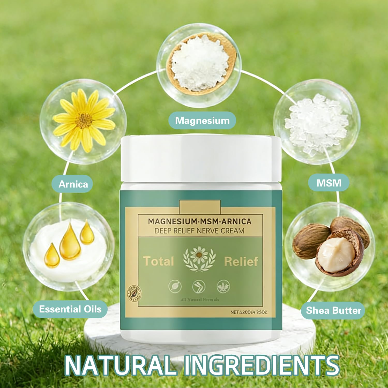 HANGWON Total Relief Magnesium Soothing Cream Advanced nerve Comfort with Arnica, Menthol, MSM,Fast-Absorbing for Relief Joint, Feet, Hands, Legs, Muscles, and Waist, Natural Ingredient -4floz/114g - dailyvitalstore