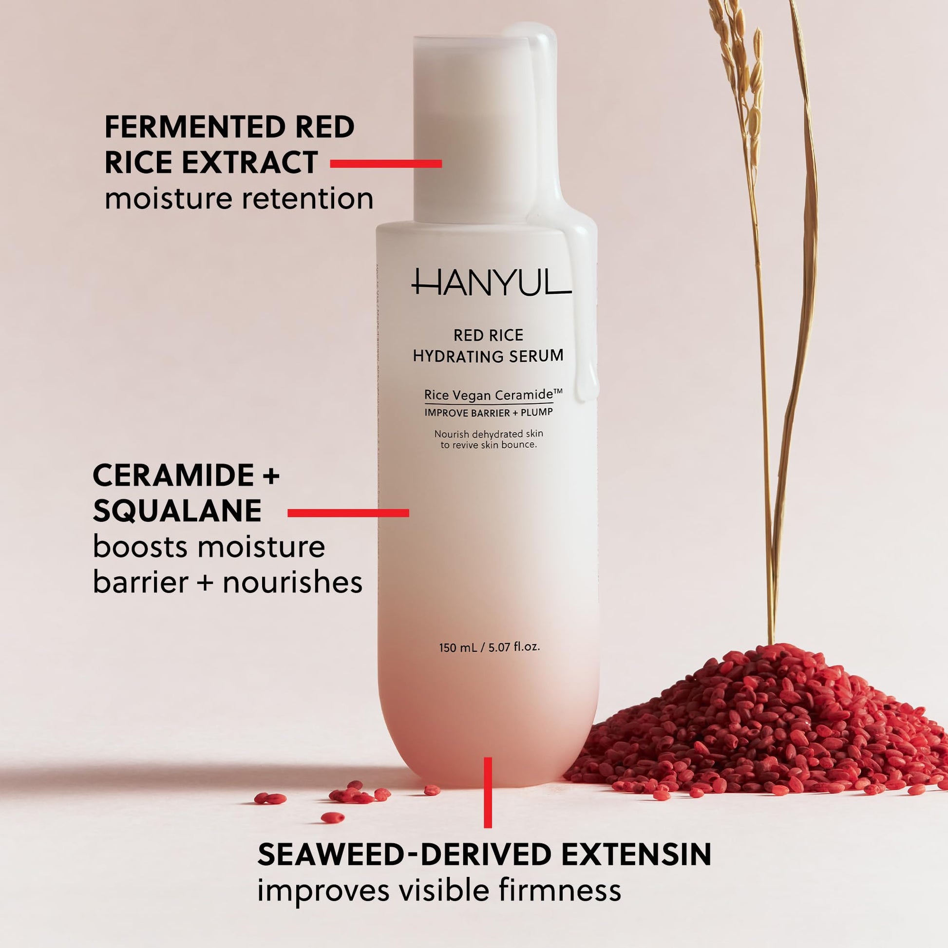 HANYUL Red Rice Hydrating Serum with Vegan Ceramide | Korean Skincare for Deep Hydration, Radiant Skin Glow, Firming & Barrier - dailyvitalstore