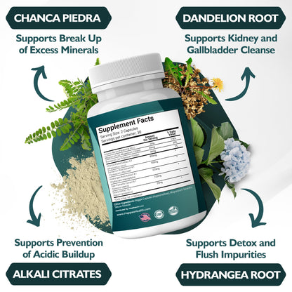 Happee Chanca Piedra Stone Breaker Kidney & Gallbladder Cleanse – Kidney Stone Dissolver & Passage Support - High Potency Phyllanthus Niruri with Magnesium, Potassium & Herbal Blend - 60 Capsules - dailyvitalstore
