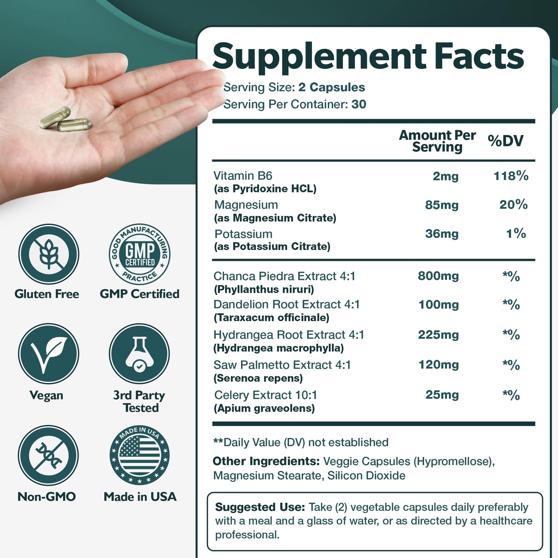 Happee Chanca Piedra Stone Breaker Kidney & Gallbladder Cleanse – Kidney Stone Dissolver & Passage Support - High Potency Phyllanthus Niruri with Magnesium, Potassium & Herbal Blend - 60 Capsules - dailyvitalstore