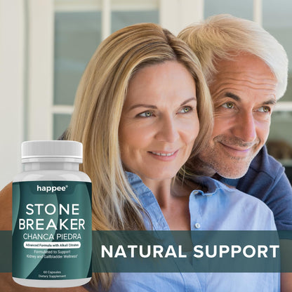 Happee Chanca Piedra Stone Breaker Kidney & Gallbladder Cleanse – Kidney Stone Dissolver & Passage Support - High Potency Phyllanthus Niruri with Magnesium, Potassium & Herbal Blend - 60 Capsules - dailyvitalstore