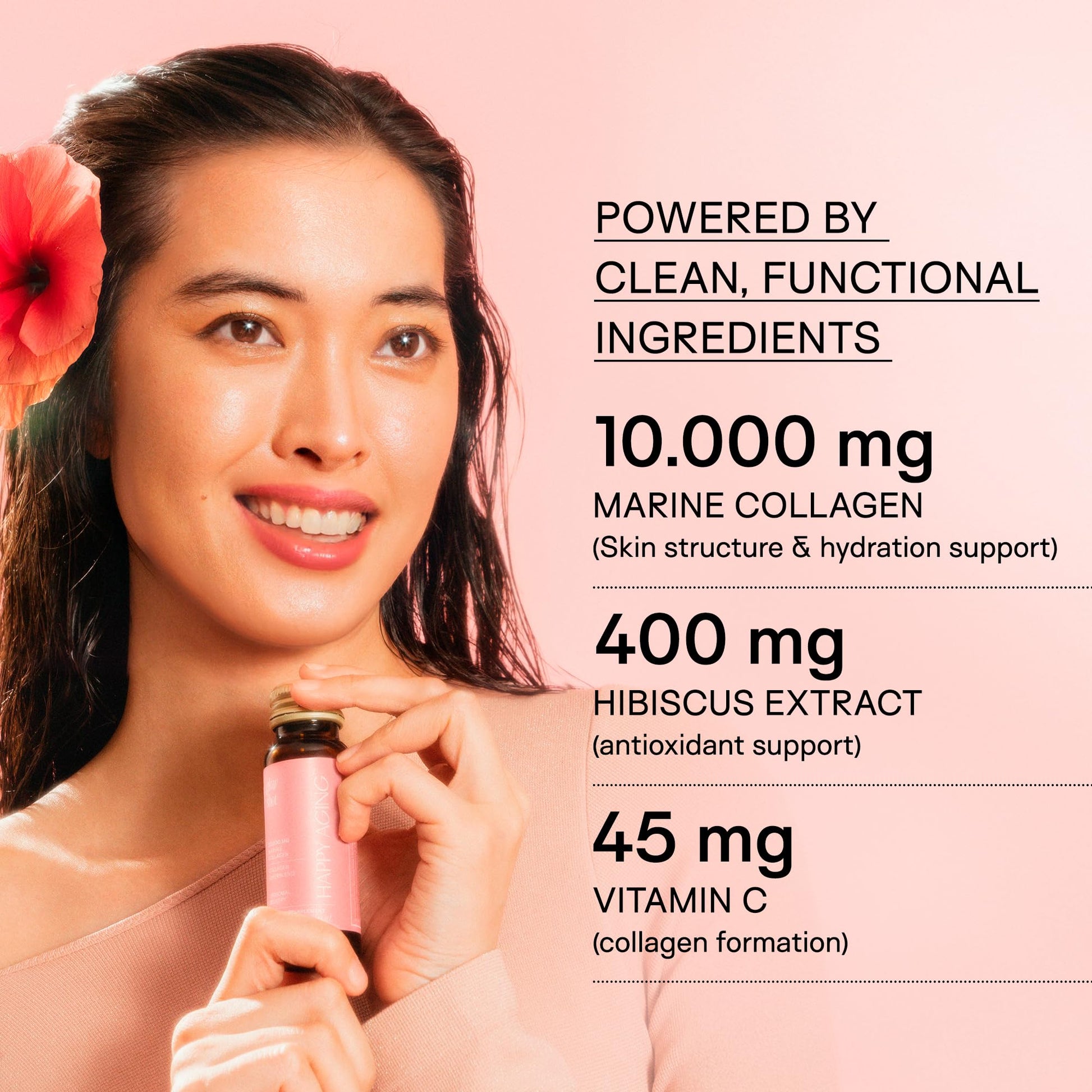 Happy Aging Marine Collagen Peptides Glow Shot 10,000mg - Liquid Collagen for Women with Liposomal Delivery - Promotes Skin Hydration, Elasticity & Radiance - Supports Hair & Nails, 10 Shots - dailyvitalstore