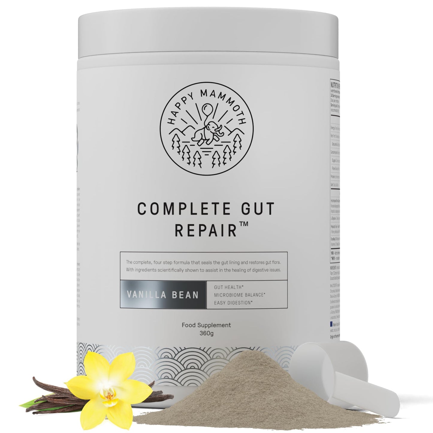 Happy Mammoth Complete Gut Repair Probiotic, Prebiotic, Fiber & Collagen Supplement for Gut Health, Digestion, Healthy Gut Microbiome, Reduces Constipation - dailyvitalstore