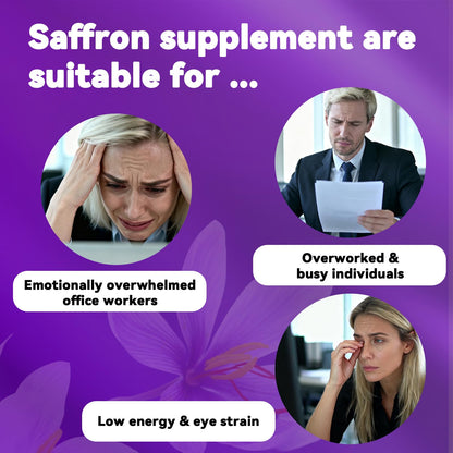 Happy Saffron Supplements, 100mg Saffron Extract, Saffron Blend with Turmeric & Ashwagandha, Supports Mood, Focus, and Energy Boost, 90 Capsules - dailyvitalstore