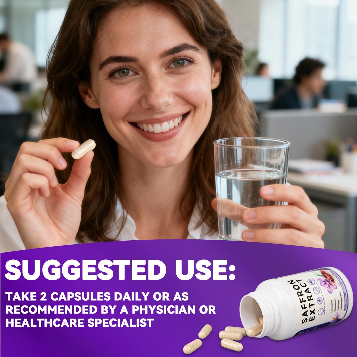 Happy Saffron Supplements, 100mg Saffron Extract, Saffron Blend with Turmeric & Ashwagandha, Supports Mood, Focus, and Energy Boost, 90 Capsules - dailyvitalstore