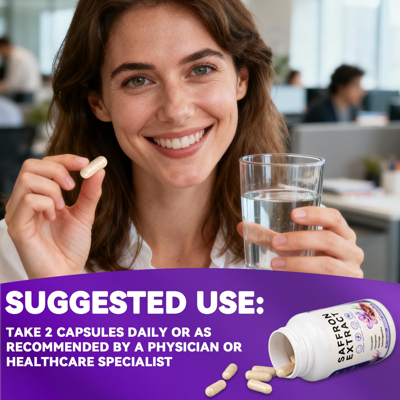 Happy Saffron Supplements, 100mg Saffron Extract, Saffron Blend with Turmeric & Ashwagandha, Supports Mood, Focus, and Energy Boost, 90 Capsules - dailyvitalstore