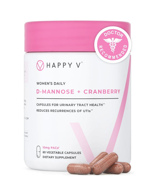 Happy v Dr. Formulated D-Mannose with Cranberry Pills for Women Cranberry for Urinary Tract infections & D Mannose Powder for UTI Infection Prevention, Bladder & Urinary Tract Health & Harmony - dailyvitalstore