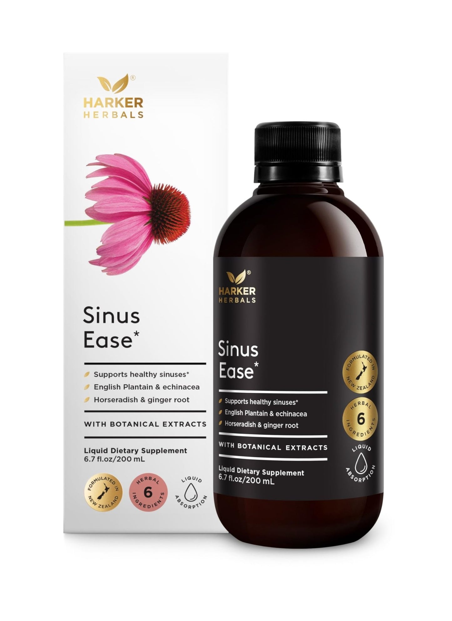 Harker Herbals Sinus Ease Syrup, Herbal Nasal Care for Runny Nose, Sinus Pressure, High Absorption, Herbal Flavor, Plant-Based - 6.7 Fl oz (40 Servings) - dailyvitalstore