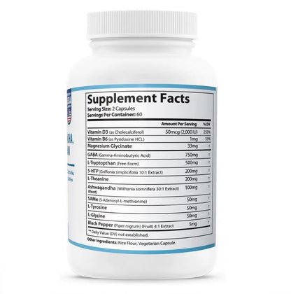 HARMONIFY GABA L-Theanine Supplements with Magnesium Glycinate, Ashwagandha, Same, 5-HTP and L-Tryptophan, 12 in 1 Supplements, 120 Capsules, 2000 mg - dailyvitalstore