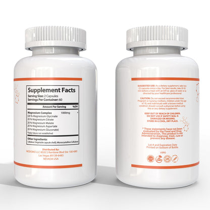 HARMONIFY Magnesium Glycinate Citrate Malate Aspartate Gluconate, 5 in 1 Formula, 120 Purified Veggie Capsule, 1000 mg, Gluten Free, Non-GMO, 60 Days Serving - dailyvitalstore
