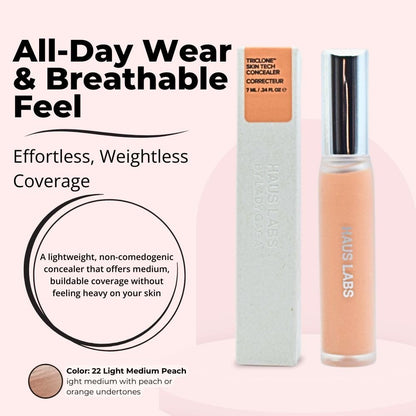 HAUS LABS BY LADY GAGA Triclone Skin Tech Hydrating + De-puffing Concealer with Fermented Arnica 22 Light Medium Peach - dailyvitalstore