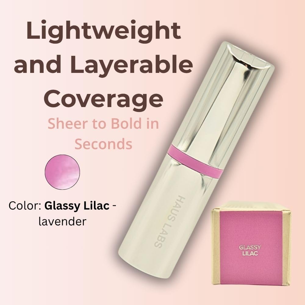 Haus Labs Color Fuse Longwear Hydrating Glassy Lip + Cheek Blush Balm Stick - Glassy Lilac - dailyvitalstore