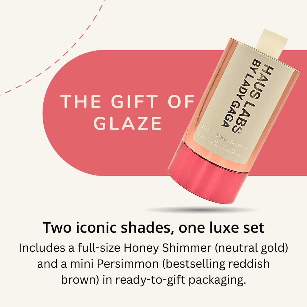 Haus Labs PHD Hybrid Innovation Plumping Lip Glaze Duo - Honey Shimmer Full Size & Persimmon Mini - dailyvitalstore