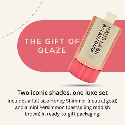 Haus Labs PHD Hybrid Innovation Plumping Lip Glaze Duo - Honey Shimmer Full Size & Persimmon Mini - dailyvitalstore