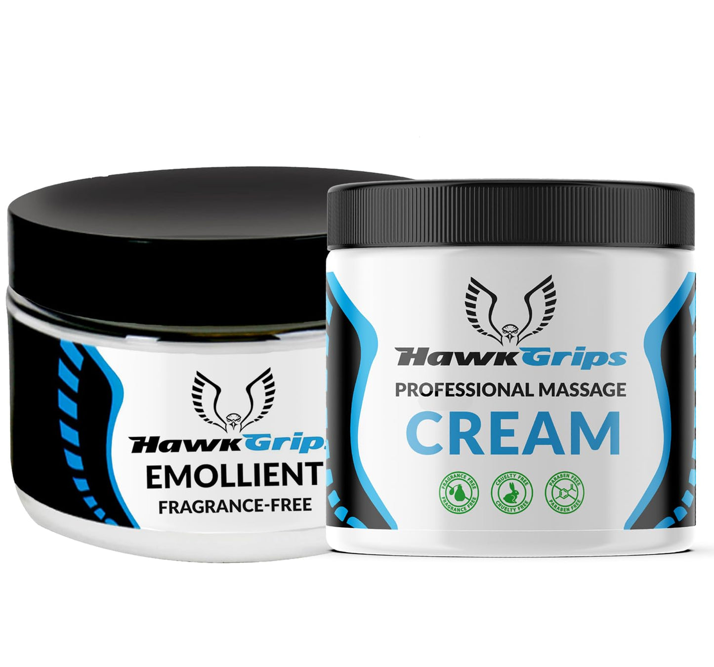 HawkGrips 8oz Massage Emollient and 8oz Massage Cream Bundle, Unscented, IASTM Massage, Cupping Therapy, Whole Body Muscle Cream, Deep Tissue Professional Massage Therapy - dailyvitalstore