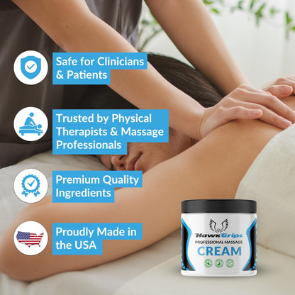 HawkGrips 8oz Massage Emollient and 8oz Massage Cream Bundle, Unscented, IASTM Massage, Cupping Therapy, Whole Body Muscle Cream, Deep Tissue Professional Massage Therapy - dailyvitalstore