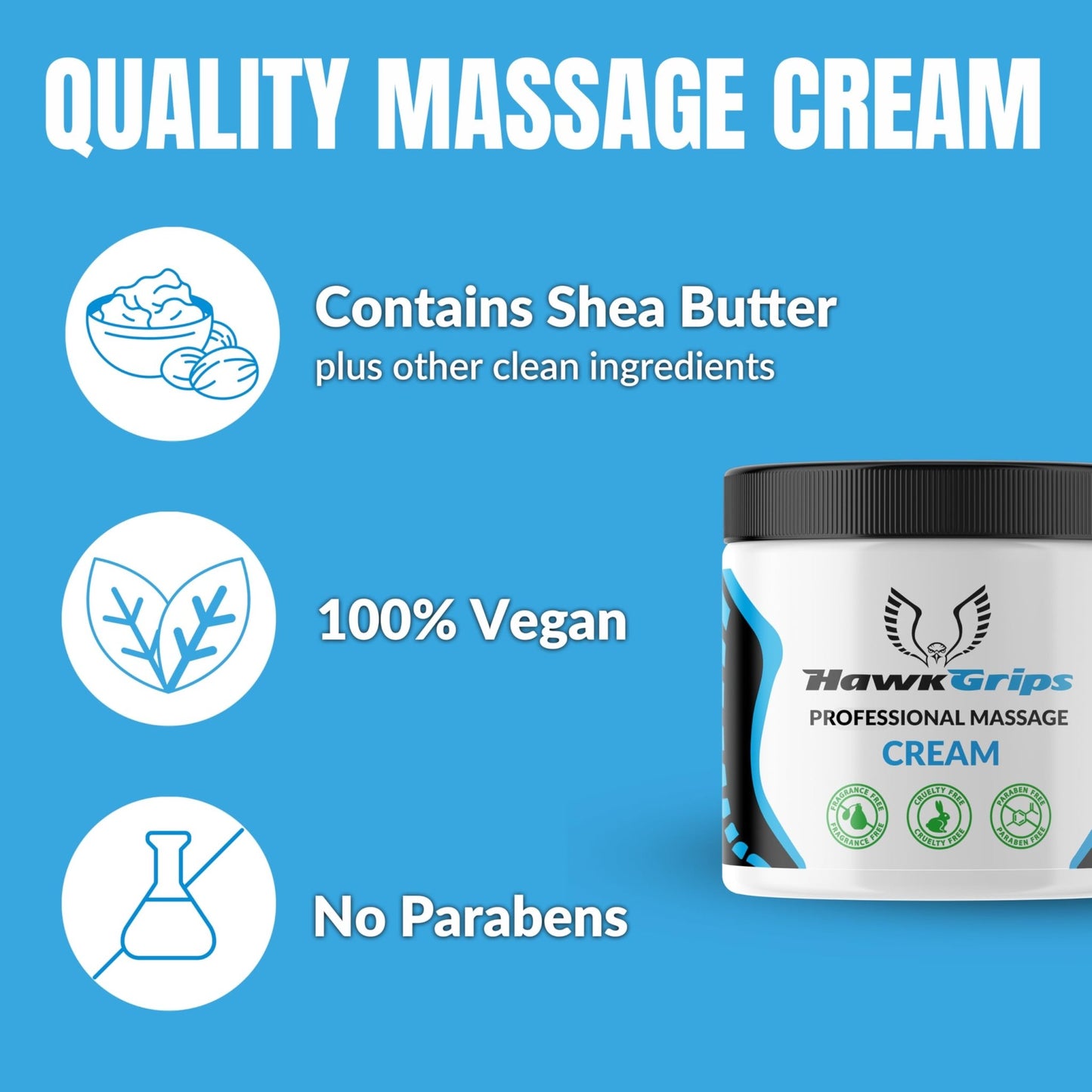 HawkGrips 8oz Massage Emollient and 8oz Massage Cream Bundle, Unscented, IASTM Massage, Cupping Therapy, Whole Body Muscle Cream, Deep Tissue Professional Massage Therapy - dailyvitalstore