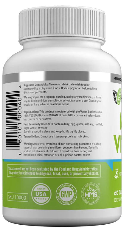 HAYAT Vitamins Vegan Natural Multivitamin, Daily Vitamins with Vitamin A, C, D, E, B1, B2, B3, B6, B12, Biotin, Zinc and More, 2 Month Supply, All Natural - dailyvitalstore