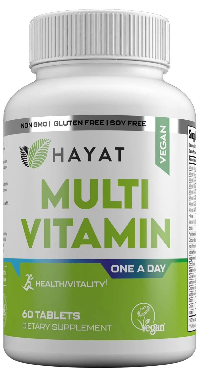 HAYAT Vitamins Vegan Natural Multivitamin, Daily Vitamins with Vitamin A, C, D, E, B1, B2, B3, B6, B12, Biotin, Zinc and More, 2 Month Supply, All Natural - dailyvitalstore