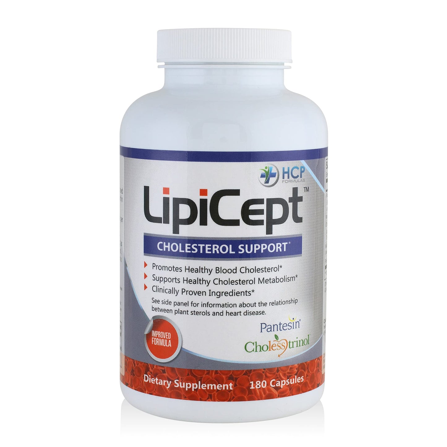 HCP Formulas - LipiCept - Natural Cholesterol Support Formula with Plant Sterols - Maintain Healthy Cholesterol Levels Already Within a Normal Range - Vegetarian - Dietary Supplement - 180 Caps - dailyvitalstore