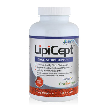 HCP Formulas - LipiCept - Natural Cholesterol Support Formula with Plant Sterols - Maintain Healthy Cholesterol Levels Already Within a Normal Range - Vegetarian - Dietary Supplement - 180 Caps - dailyvitalstore