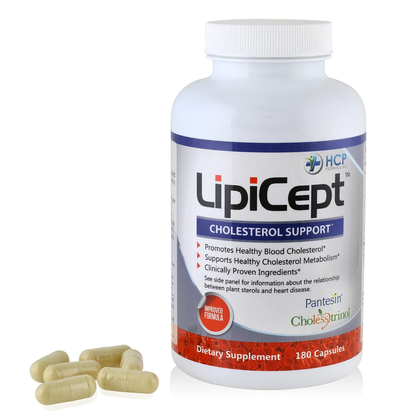 HCP Formulas - LipiCept - Natural Cholesterol Support Formula with Plant Sterols - Maintain Healthy Cholesterol Levels Already Within a Normal Range - Vegetarian - Dietary Supplement - 180 Caps - dailyvitalstore