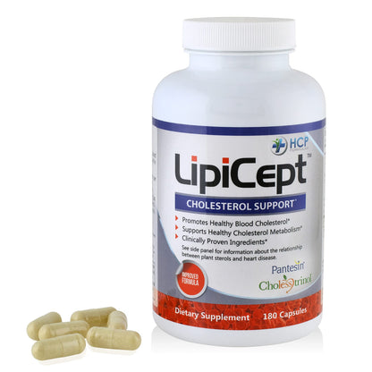 HCP Formulas - LipiCept - Natural Cholesterol Support Formula with Plant Sterols - Maintain Healthy Cholesterol Levels Already Within a Normal Range - Vegetarian - Dietary Supplement - 180 Caps - dailyvitalstore