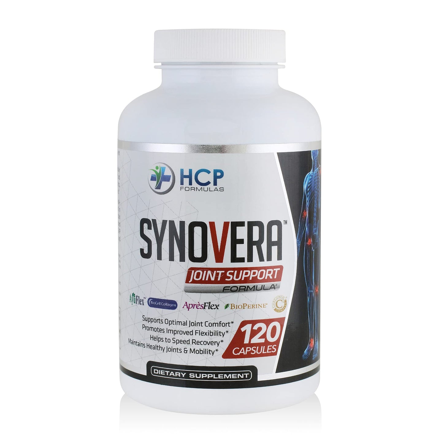 HCP Formulas - Synovera - Joint Support Complex with Turmeric Extract & Collagen - Mobility & Flexibility - Healthy Joints, Tendon, Ligament, and Synovial Tissue - Dietary Supplement - 120 Caps - dailyvitalstore