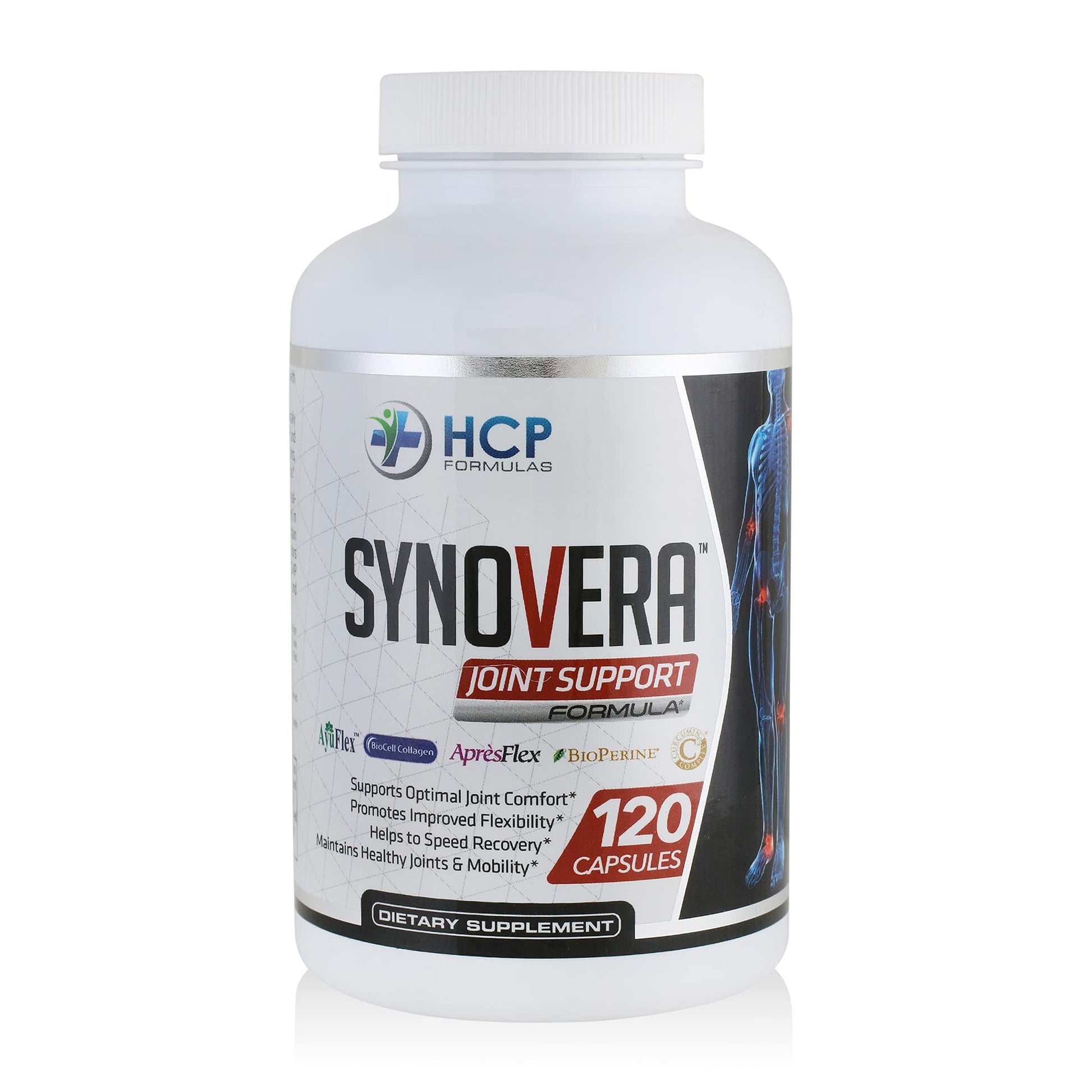 HCP Formulas - Synovera - Joint Support Complex with Turmeric Extract & Collagen - Mobility & Flexibility - Healthy Joints, Tendon, Ligament, and Synovial Tissue - Dietary Supplement - 120 Caps - dailyvitalstore