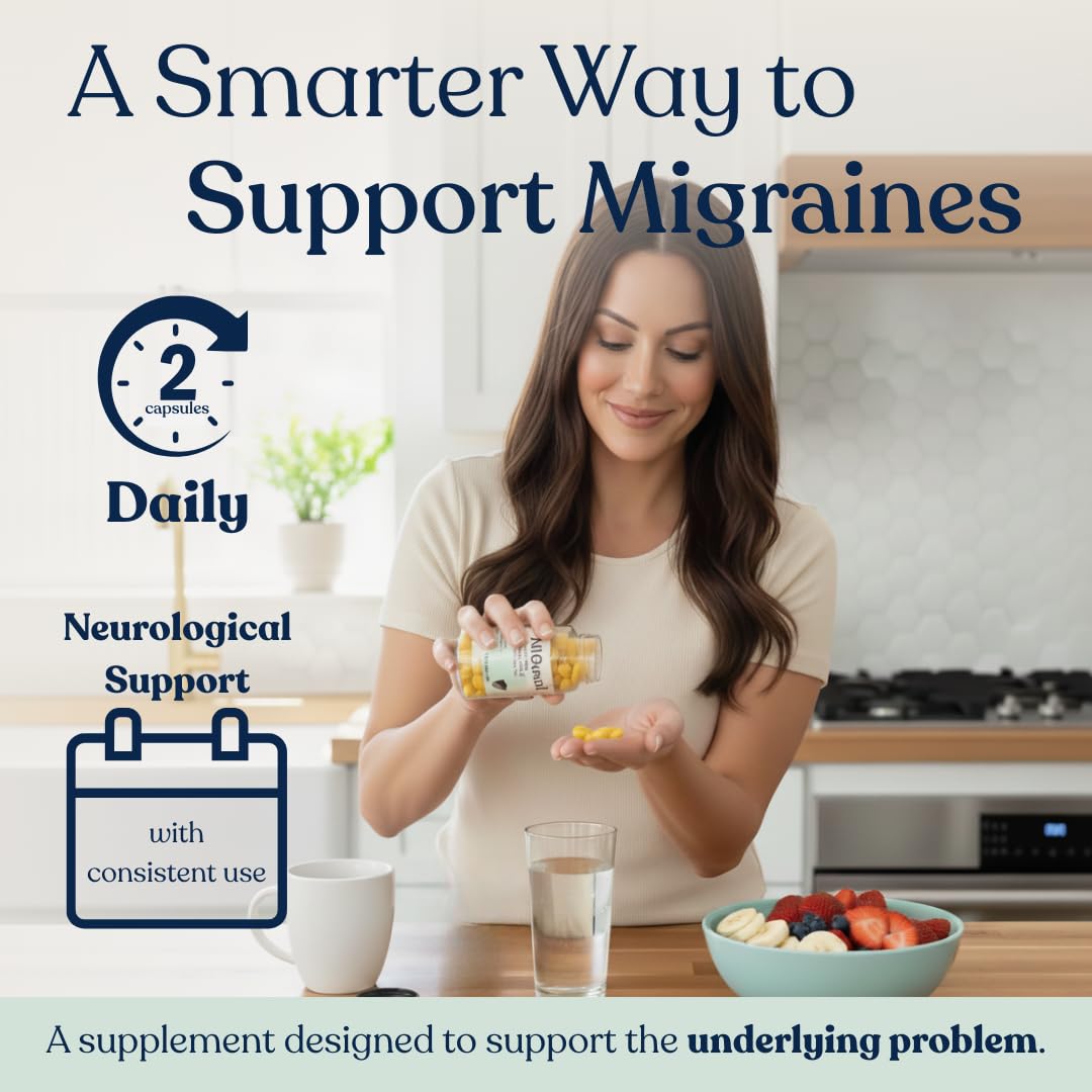 Headache and Migraine Relief Supplements - Drug Free Migraine Prevention Supplement - Natural Supplements for Migraine Headaches - Helps Reduce Frequency & Severity (60 Capsules) - dailyvitalstore