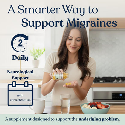 Headache and Migraine Relief Supplements - Drug Free Migraine Prevention Supplement - Natural Supplements for Migraine Headaches - Helps Reduce Frequency & Severity (60 Capsules) - dailyvitalstore