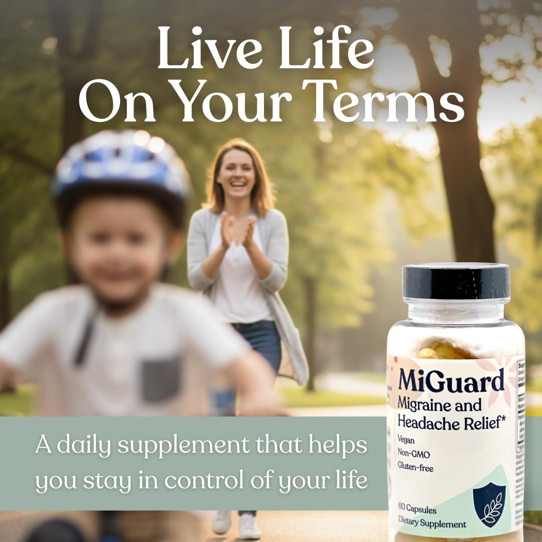 Headache and Migraine Relief Supplements - Drug Free Migraine Prevention Supplement - Natural Supplements for Migraine Headaches - Helps Reduce Frequency & Severity (60 Capsules) - dailyvitalstore