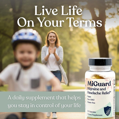 Headache and Migraine Relief Supplements - Drug Free Migraine Prevention Supplement - Natural Supplements for Migraine Headaches - Helps Reduce Frequency & Severity (60 Capsules) - dailyvitalstore