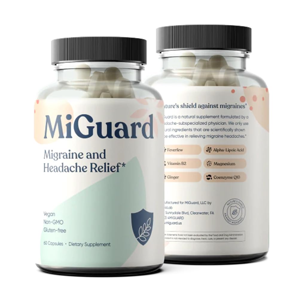 Headache and Migraine Relief Supplements - Drug Free Migraine Prevention Supplement - Natural Supplements for Migraine Headaches - Helps Reduce Frequency & Severity (60 Capsules) - dailyvitalstore