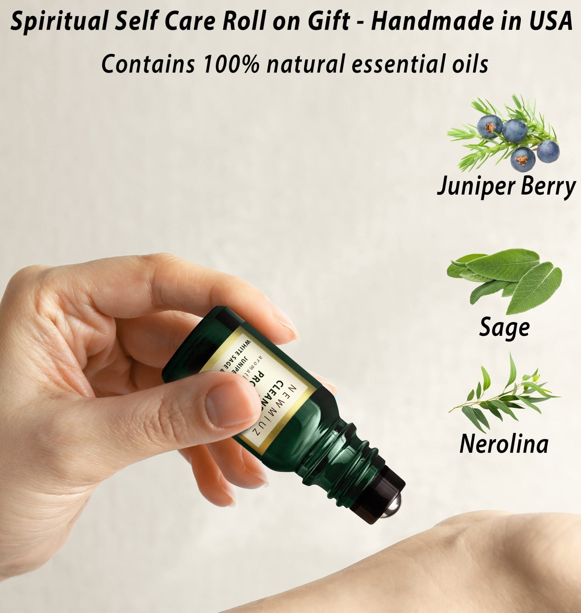 Headache Roll On Stick Peppermint Rosemary and Eucalyptus & Cleansing and Protect Juniper Berry White Sage with Nerolina Pack of 2 - dailyvitalstore