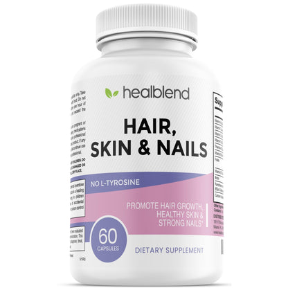 healblend Hair Skin and Nails Vitamins for Women with Biotin 5000 mcg, Iron and Manganese | Vegan, Non-GMO | 60 Capsules - dailyvitalstore