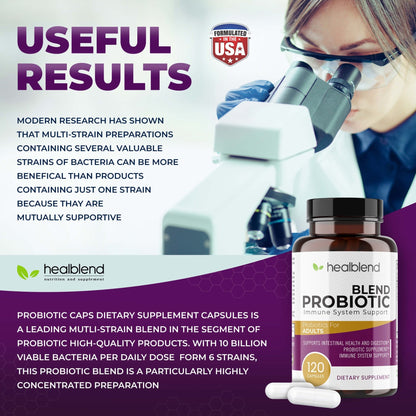 healblend Probiotic Caps Dietary Supplement Capsules, Probiotic for Women and for Men Digestive Health, Immune System Support, Non-GMO, Gluten-Free, 120 Veg Caps - dailyvitalstore