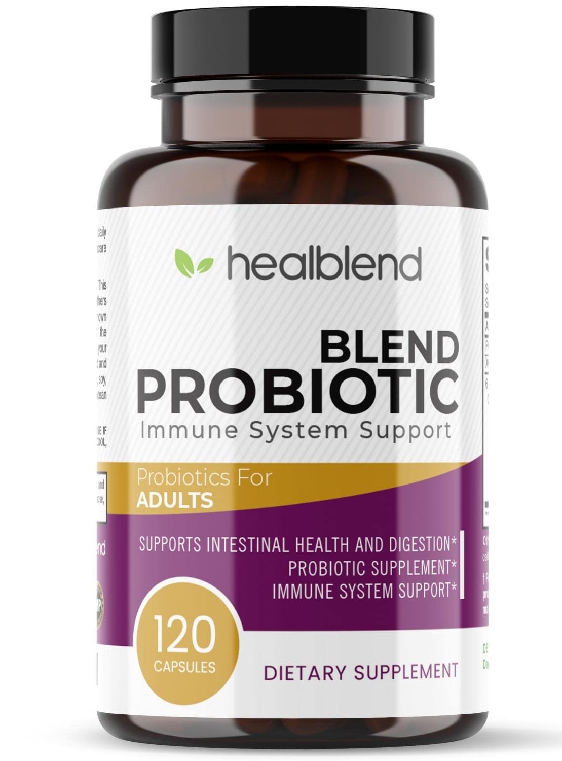 healblend Probiotic Caps Dietary Supplement Capsules, Probiotic for Women and for Men Digestive Health, Immune System Support, Non-GMO, Gluten-Free, 120 Veg Caps - dailyvitalstore