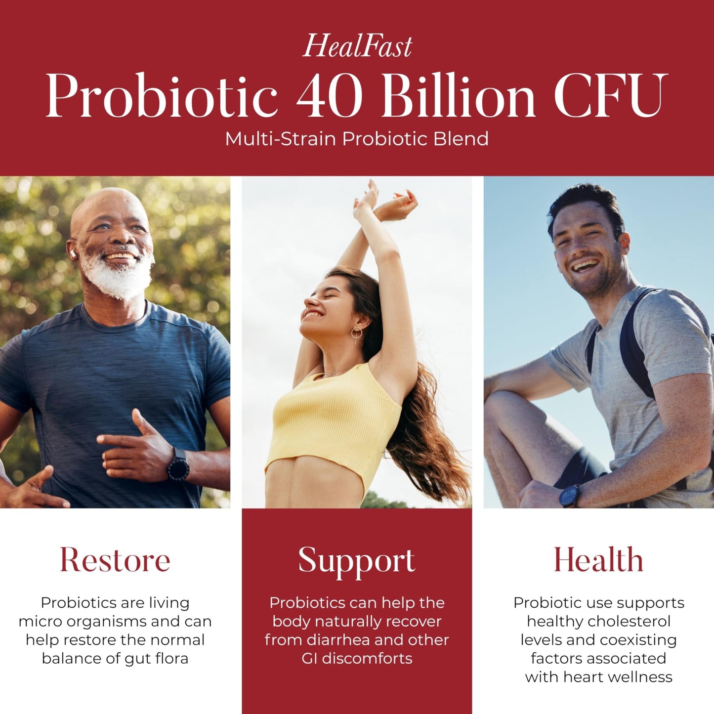 HealFast Physician Formulated Probiotic Supplement - 40 Billion CFU - Live Prebiotics and Probiotics for Men and Women - Probiotics for Gut Health - Non-GMO and Vegan - 30 Day Supply - dailyvitalstore