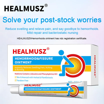HEALMUSZ Hemorrhoid Fissure Ointment 1.5oz,Fast Relief for Pain, Swelling, Discomfort & Itching,Formulated with 4% Lidocaine and Phenylephrine HCI - dailyvitalstore