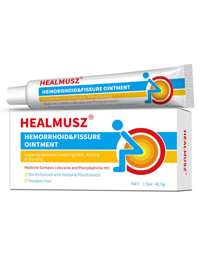 HEALMUSZ Hemorrhoid Fissure Ointment– Hemorrhoid Treatment and Hemorrhoid Cream with Lidocaine and Phenylephrine HCI for Fast Acting Relief of Pain, Swelling, Discomfort, and Itching(1.5 oz) - dailyvitalstore